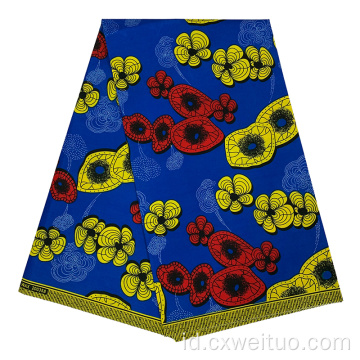 Kain Afrika Lilin Polyester Cetak 100% Berkual Tinggi